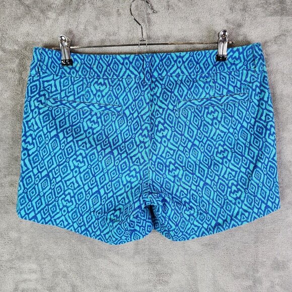 Womens American Eagle Shorts Teal Blue Geometric Design Midi Stretch Size 10 - Picture 6 of 12